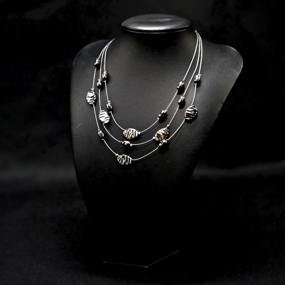 🖤'Top ZEN' Black Gunmetal Layered Necklace with Matching Earring Paparazzi🖤